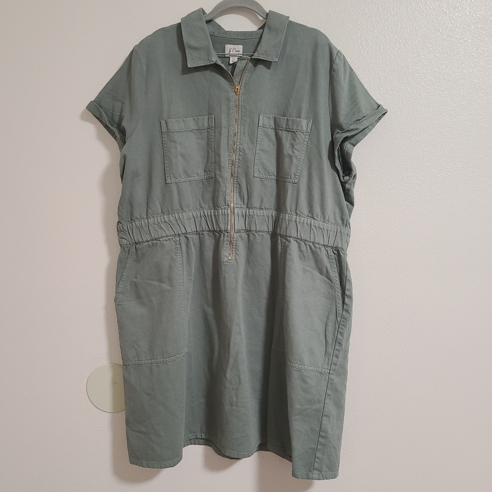 J. Crew Olive Green Utility Shirt Dress